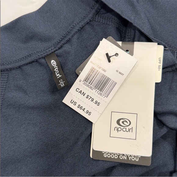 Rip Curl Navy Zip-Up Rash Guard - Picture 2 of 5